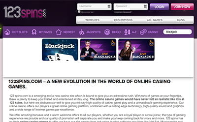 Blackjack Options at 123 Spins