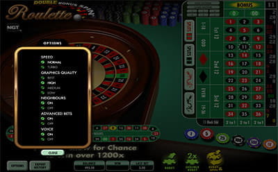 Options of Double Bonus Spin Roulette