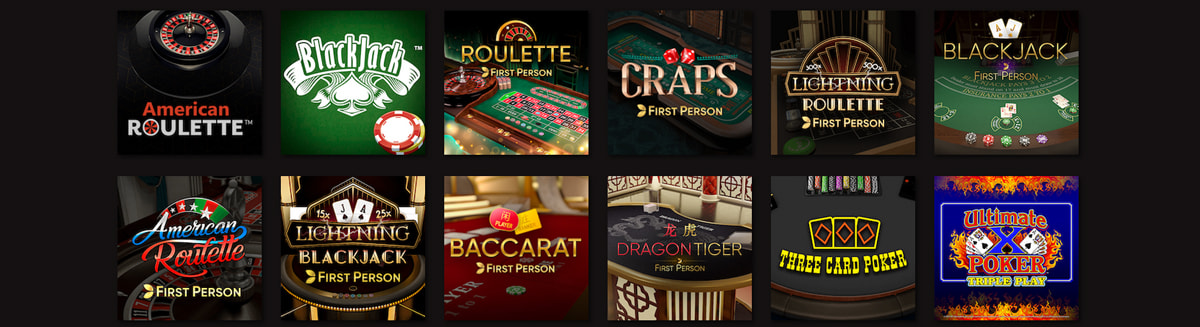 The table games catalog in PlayStar NJ