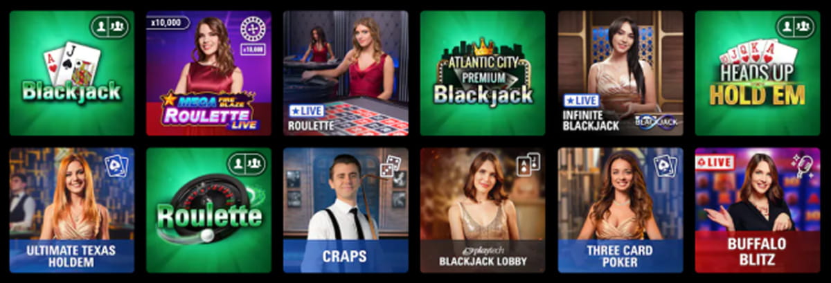 The table games catalog in PokerStars MI
