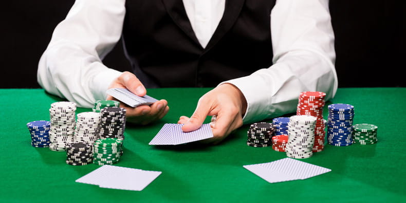 Five Cards Poker and a Croupier Dealing