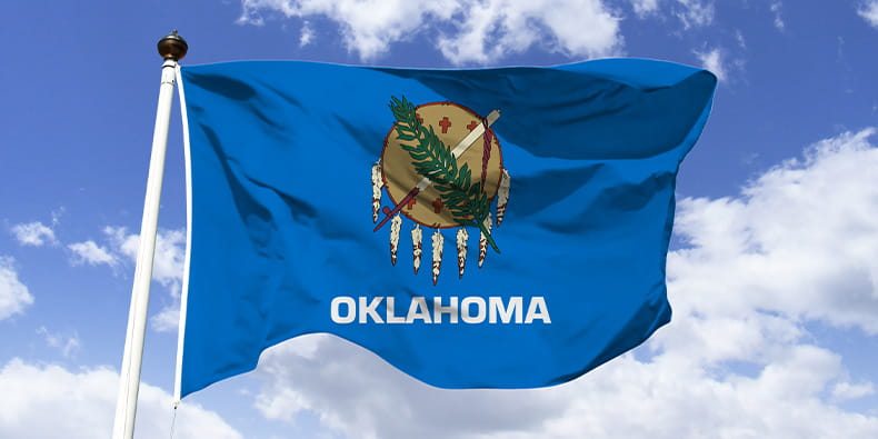 An Oklahoma Flag Button on a Keyboard