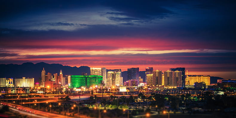 Bird View of Las Vegas at Night