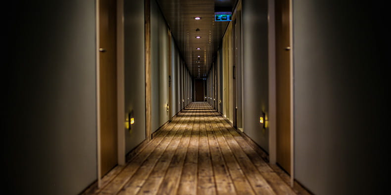 Long Vintage Hotel Hallway